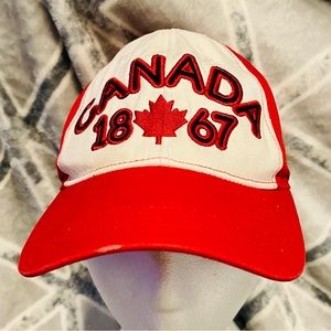 Canada 1867 Joe Fresh Hat Baseball Cap Red And Cream